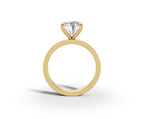 Nova Round Shape Ring in 18K yellow gold with a plain band, set with a LOYA diamond (side view)