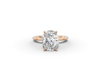 Vita Thin Oval Shape Ring in 18K rose gold with a plain band, set with a LOYA diamond (lying view)