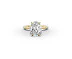 Vita Thin Oval Shape Ring in 18K yellow gold with a plain band, set with a LOYA diamond (lying view)