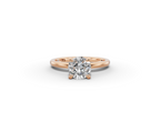 Amor Round Shape Ring in 18K rose gold with a plain band, set with a LOYA diamond (lying view)