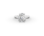 Vita Thin Oval Shape Ring in 18K white gold with a plain band, set with a LOYA diamond (lying view)