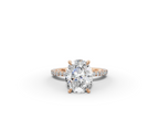 Vita Thin Oval Shape Ring in 18K rose gold with diamonds on the band, set with a LOYA diamond (lying view)