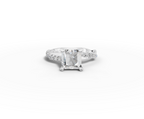 Mira Princess Shape Ring in 18K white gold with diamonds on the band, set with a LOYA diamond (lying view)