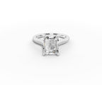 Alba Radiant Shape Ring in 18K white gold with a plain band, set with a LOYA diamond (lying view)