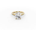 Alba Oval Shape Ring in 18K yellow gold with a plain band, set with a LOYA diamond (lying view)