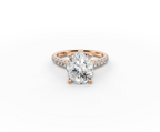 Alba Oval Shape Ring in 18K rose gold with diamonds on the band, set with a LOYA diamond (lying view)