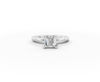 Amor Princess Shape Ring in 18K white gold with a plain band, set with a LOYA diamond (lying view)