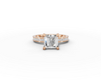 Nova Princess Shape Ring in 18K rose gold with diamonds on the band, set with a LOYA diamond (lying view)