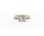Nova Round Shape Ring in 18K white gold with a plain band, set with a LOYA diamond (lying view)