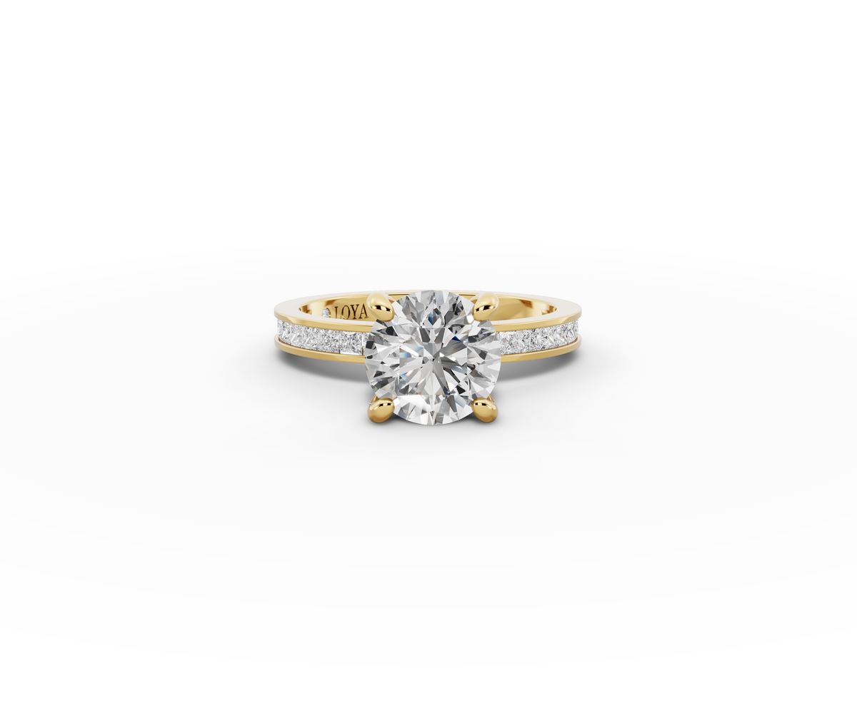 Nova Round Shape Ring in 18K white gold with a plain band, set with a LOYA diamond (lying view)