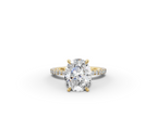 Vita Thin Oval Shape Ring in 18K yellow gold with diamonds on the band, set with a LOYA diamond (lying view)