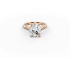 Alba Oval Shape Ring in 18K rose gold with a plain band, set with a LOYA diamond (lying view)