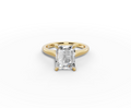 Alba Radiant Shape Ring in 18K yellow gold with a plain band, set with a LOYA diamond (lying view)