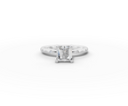 Amor Princess Shape Ring in 18K white gold with diamonds on the band, set with a LOYA diamond (lying view)
