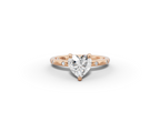 Amor Heart Shape Ring in 18K rose gold with diamonds on the band, set with a LOYA diamond (lying view)