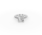Alba Radiant Shape Ring in 18K white gold with diamonds on the band, set with a LOYA diamond (lying view)