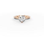 Amor Heart Shape Ring in 18K rose gold with a plain band, set with a LOYA diamond (lying view)