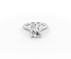 Alba Oval Shape Ring in 18K white gold with a plain band, set with a LOYA diamond (lying view)