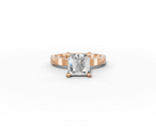 Nova Princess Shape Ring in 18K rose gold with a plain band, set with a LOYA diamond (lying view)