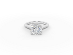 Alba Round Shape Ring in 18K white gold with a plain band, set with a LOYA diamond (lying view)