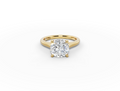 Alba Round Shape Ring in 18K yellow gold with a plain band, set with a LOYA diamond (lying view)