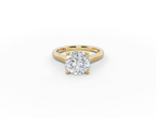 Alba Round Shape Ring in 18K yellow gold with a plain band, set with a LOYA diamond (lying view)