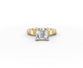 Nova Princess Shape Ring in 18K yellow gold with a plain band, set with a LOYA diamond (lying view)