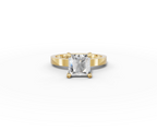 Nova Princess Shape Ring in 18K yellow gold with a plain band, set with a LOYA diamond (lying view)