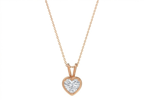 Aurora Heart Shape Pendant in 18K rose gold, set with a LOYA diamond