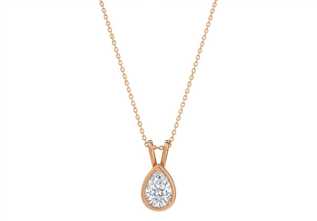 Aurora Pear Shape Pendant in 18K rose gold, set with a LOYA diamond