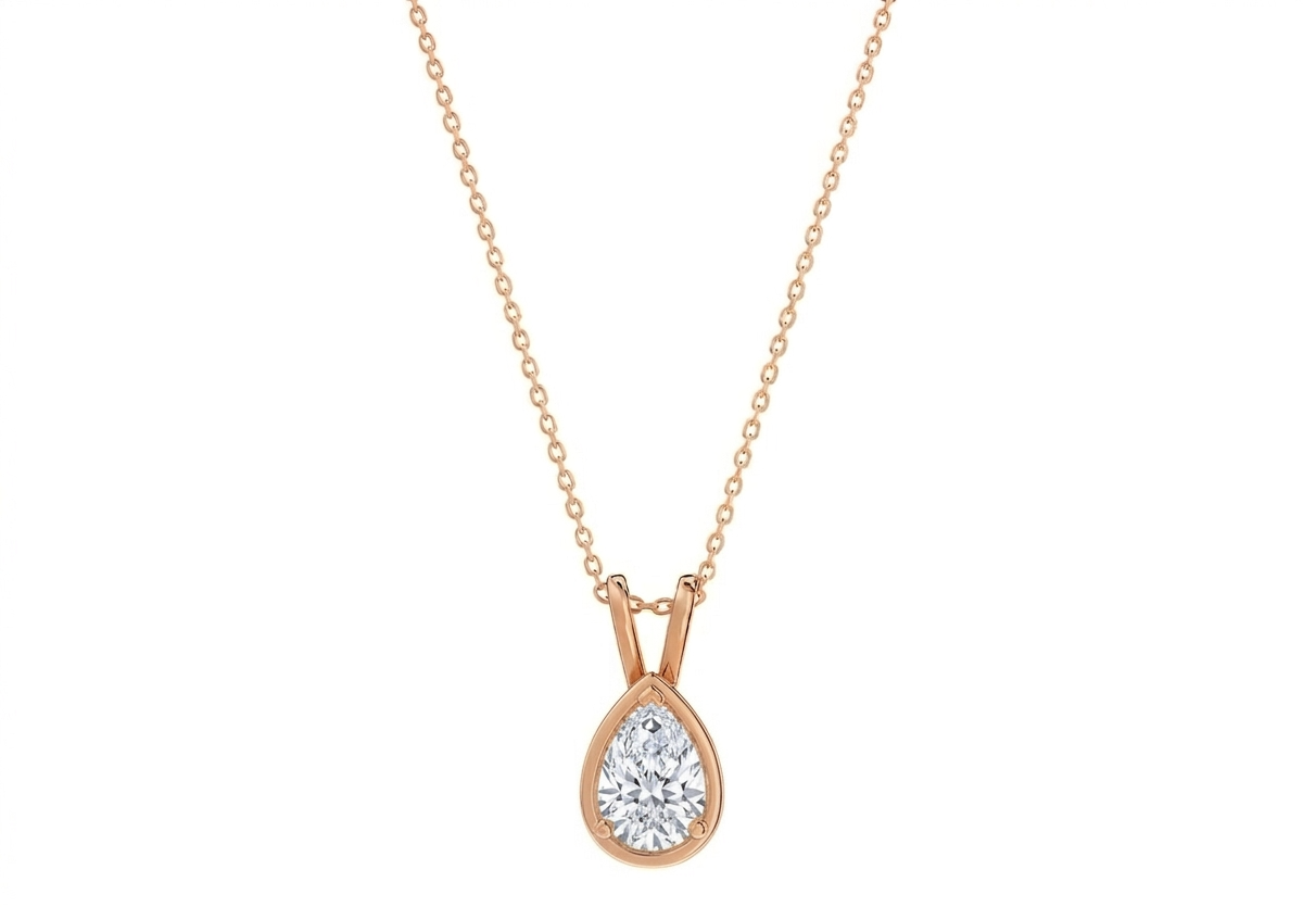 Aurora Pear Shape Pendant in 18K rose gold, set with a LOYA diamond