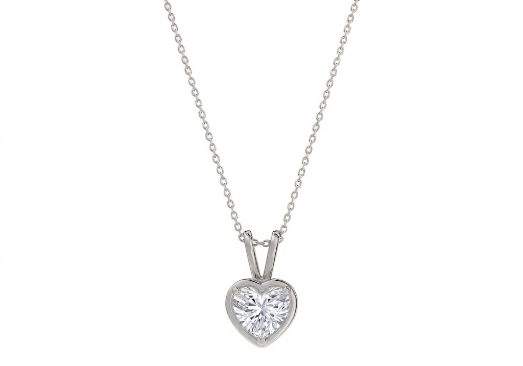 Aurora Heart Shape Pendant in 18K white gold, set with a LOYA diamond