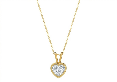 Aurora Heart Shape Pendant in 18K yellow gold, set with a LOYA diamond