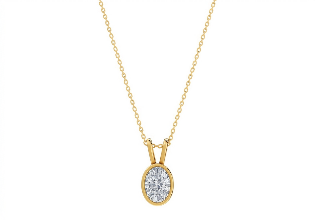 Aurora Oval Shape Pendant in 18K yellow gold, set with a LOYA diamond