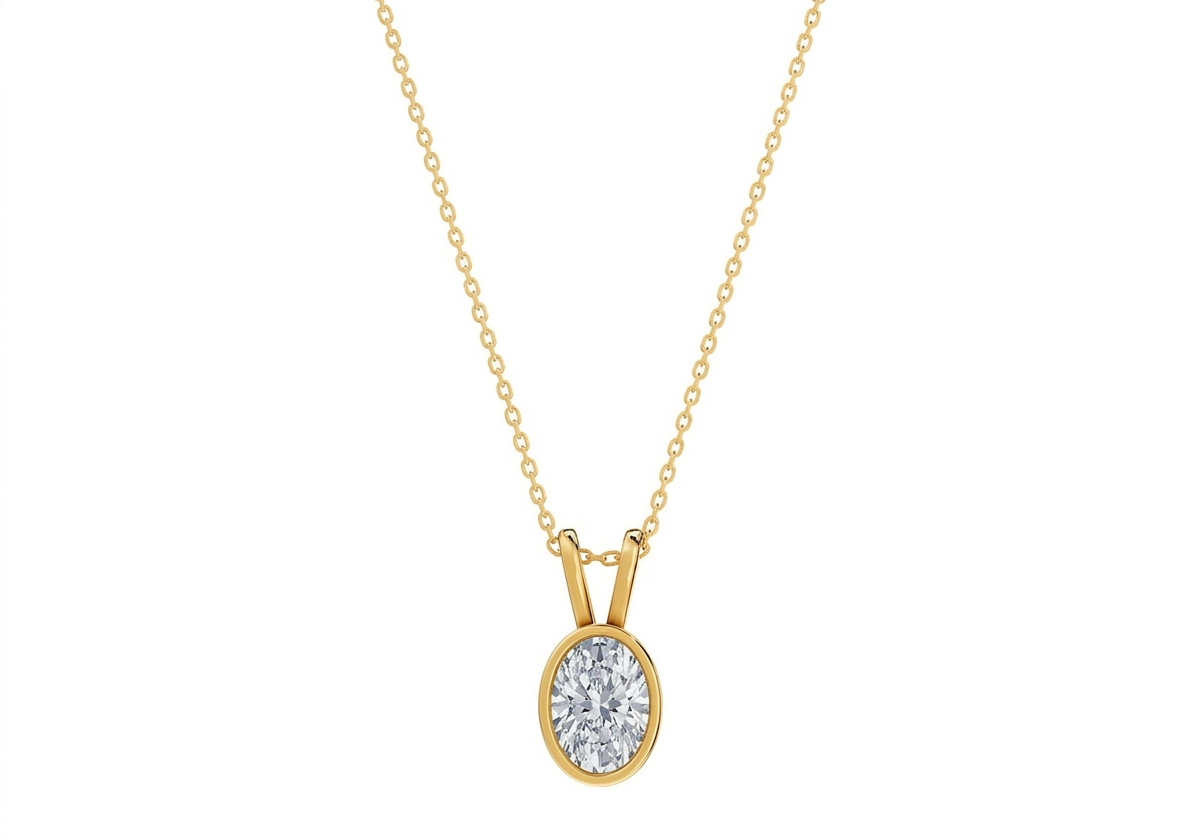 Aurora Oval Shape Pendant in 18K yellow gold, set with a LOYA diamond
