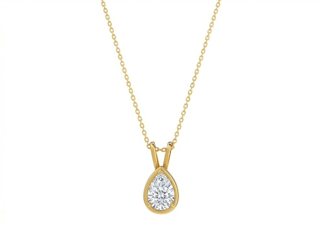 Aurora Pear Shape Pendant in 18K yellow gold, set with a LOYA diamond