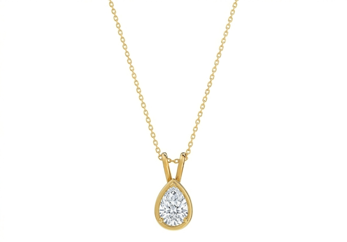 Aurora Pear Shape Pendant in 18K yellow gold, set with a LOYA diamond