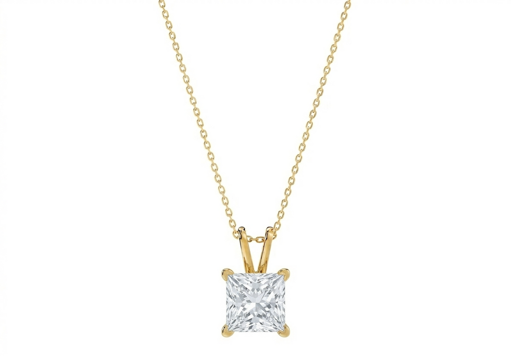 Liviana Princess Shape Pendant in 18K yellow gold, set with a LOYA diamond