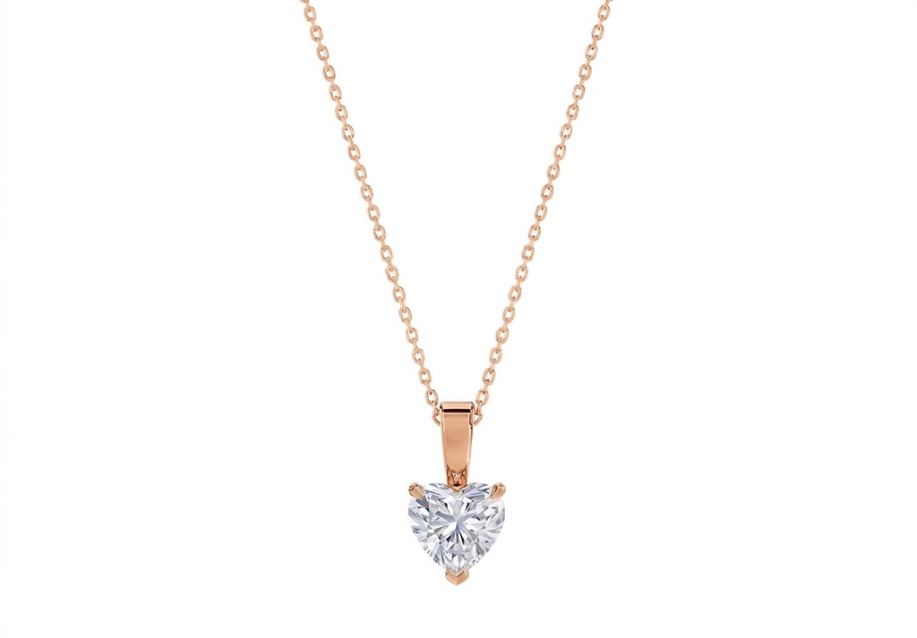 Serena Heart Shape Pendant in 18K rose gold, set with a LOYA diamond