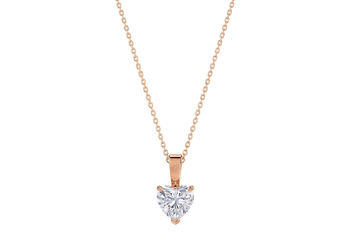 Serena Heart Shape Pendant in 18K rose gold, set with a LOYA diamond