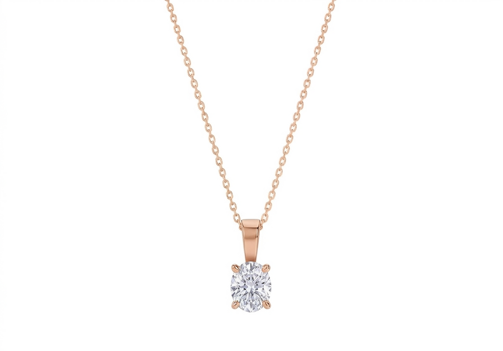 Serena Oval Shape Pendant in 18K rose gold, set with a LOYA diamond
