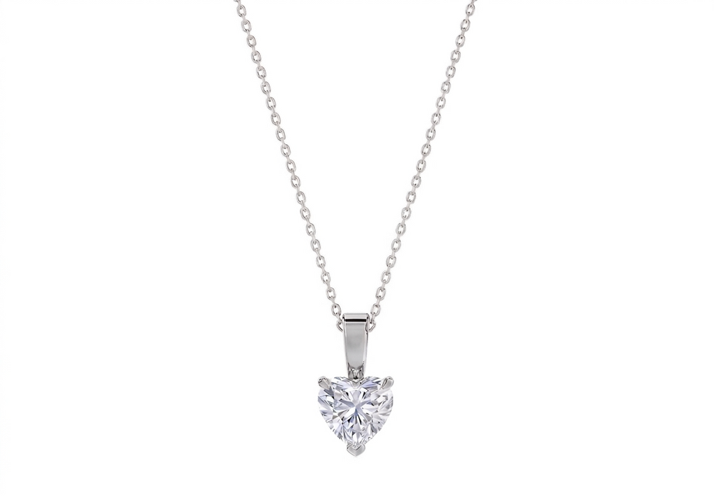 Serena Heart Shape Pendant in 18K white gold, set with a LOYA diamond