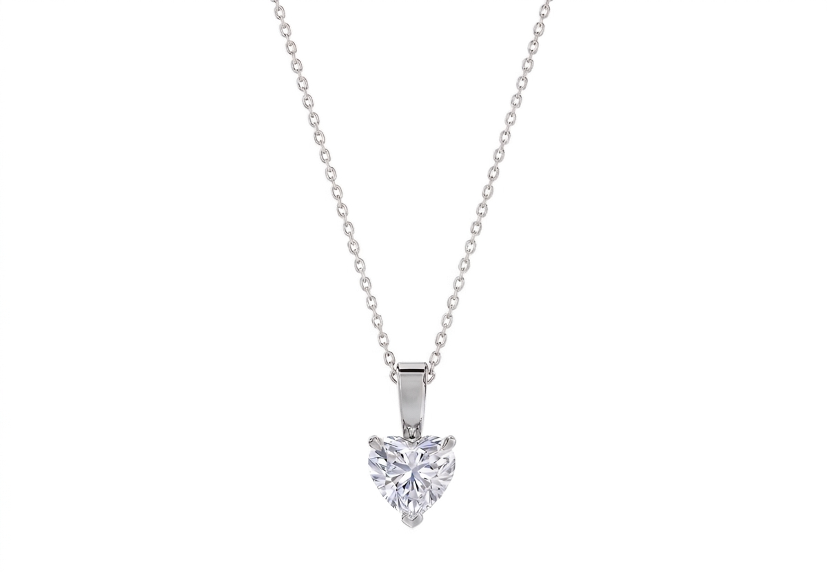 Serena Heart Shape Pendant in 18K white gold, set with a LOYA diamond