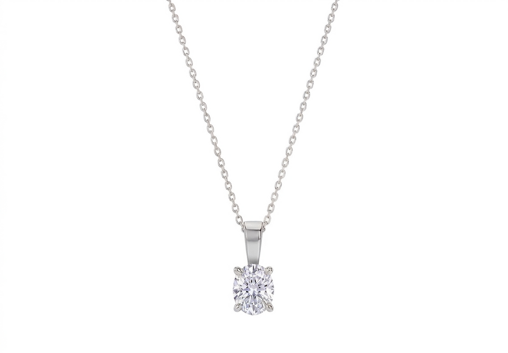 Serena Oval Shape Pendant in 18K white gold, set with a LOYA diamond