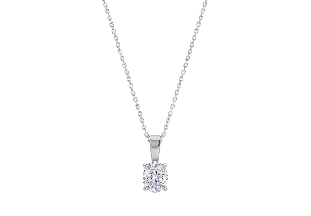 Serena Oval Shape Pendant in 18K white gold, set with a LOYA diamond