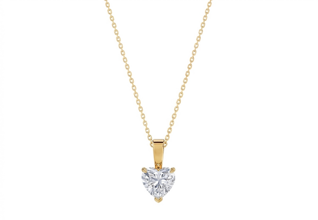 Serena Heart Shape Pendant in 18K yellow gold, set with a LOYA diamond