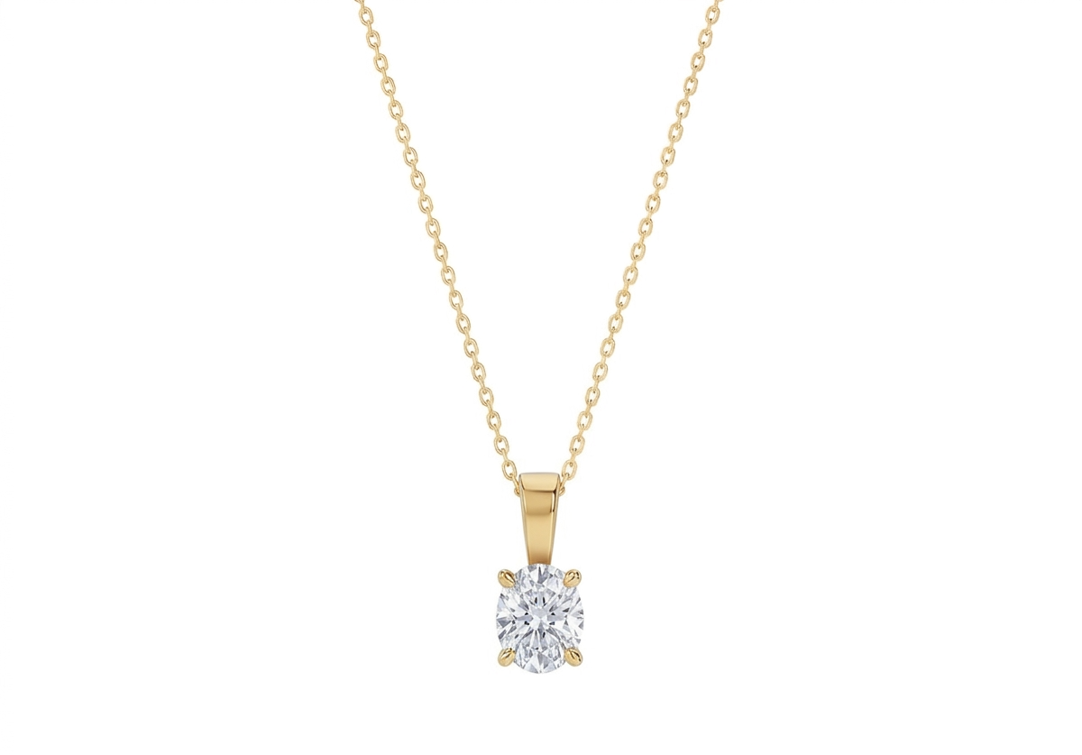 Serena Oval Shape Pendant in 18K yellow gold, set with a LOYA diamond