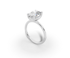 Vita Thin Oval Shape Ring in 18K white gold with a plain band, set with a LOYA diamond (perspective view)