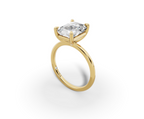 Vita Radiant Shape Ring in 18K yellow gold with a plain band, set with a LOYA diamond (perspective view)