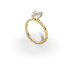 Amor Heart Shape Ring in 18K yellow gold with a plain band, set with a LOYA diamond (perspective view)